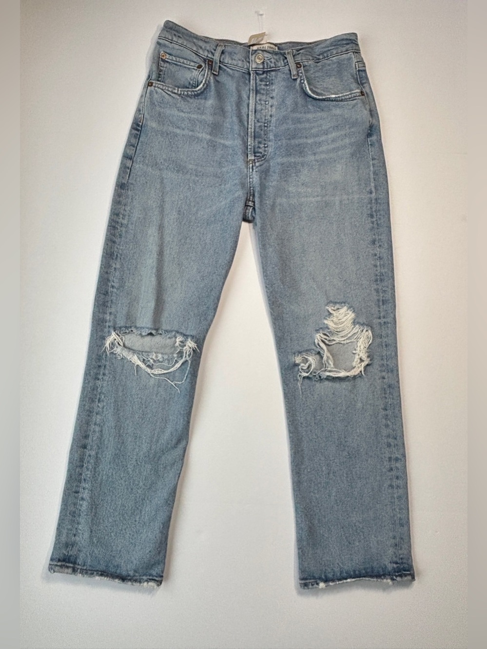 Sz 28 AGOLDE Riley High Rise Straight Crop Jeans Distressed A056B-1255